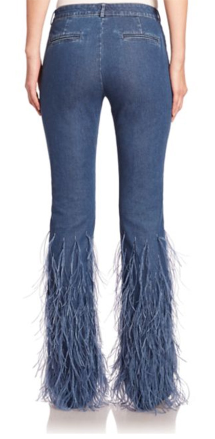 denim ostrich feather jeans 2